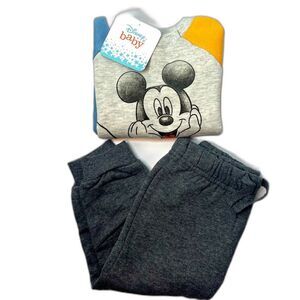 Disney Baby Mickey Mouse & Friends Graphic Sweatshirt & Bottom Gray 12M New!